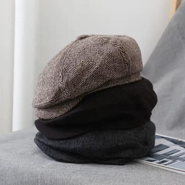 Chapeau octogonal rétro pour homme en polyester, style sport, adapté aux extérieurs, pour hommes de 25 à 59 ans, tendance artistique et vintage, pour automne et hiver