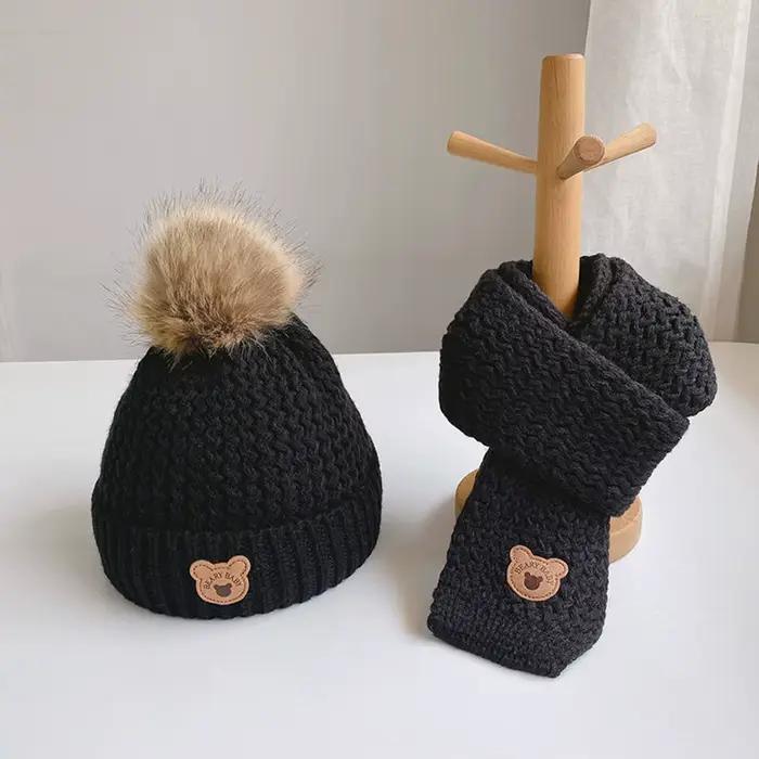 Ensemble chapeau et écharpe en tricot Double vague