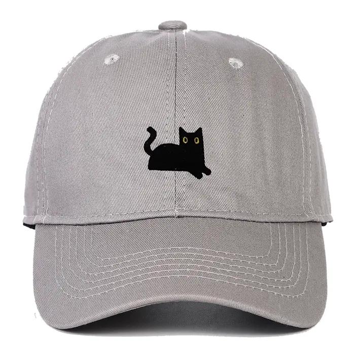 Casquette de baseball brodée de chat noir multifonctionnelle en acrylique pour homme et femme adaptée aux quatre saisons occasions extérieures nouvelle collection 2025