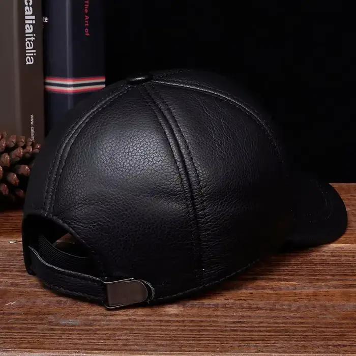 Casquette de baseball en cuir véritable pour homme