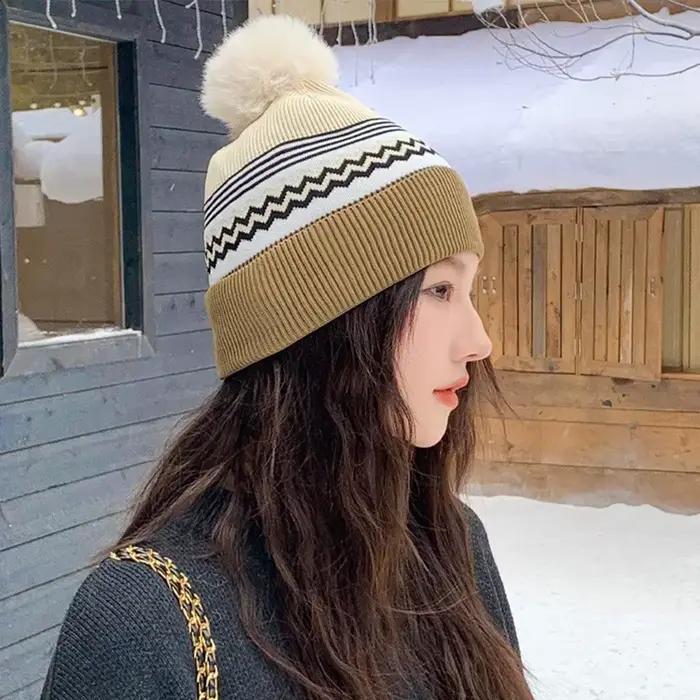 Nouveau Chapeau en laine tricoté pour femmes automne/hiver avec une grande circonférence de la tête un Style décontracté chaud et résistant au froid