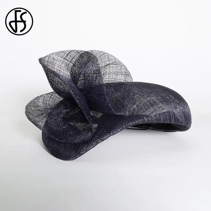 Béret Sinamay élégant bleu marine