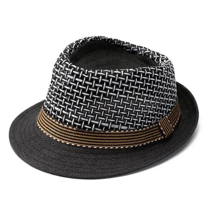 Nouveau chapeau Fedora en paille Trilby respirant à bord court