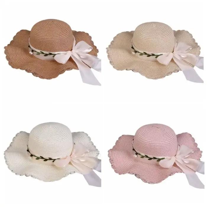 Chapeau de paille décontracté coloré avec nœud