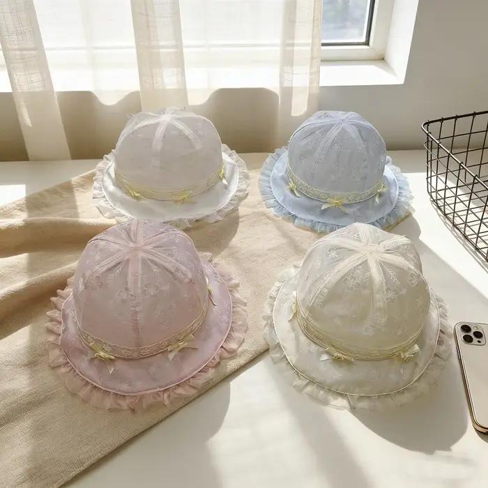 Chapeau de marin à volants en dentelle florale de style princesse française pour filles