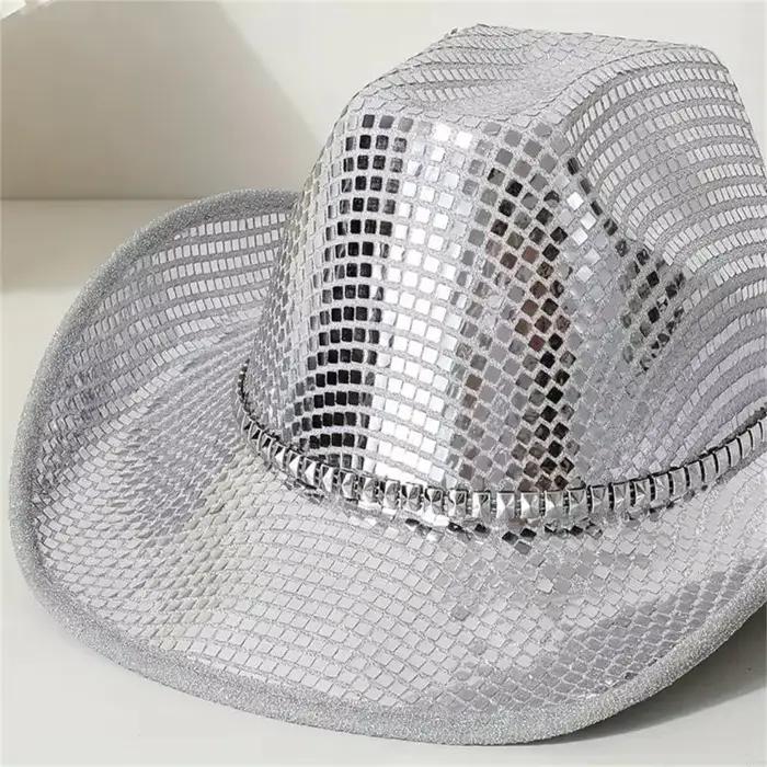Casquette Cowboy à thème Disco avec paillettes brillantes