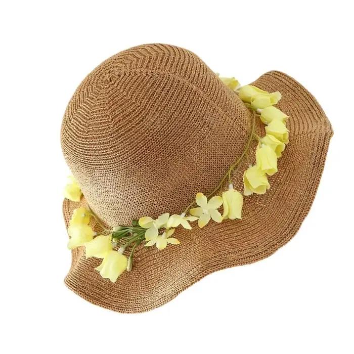 Chapeau soleil réglable 39BB avec broderie fleurs