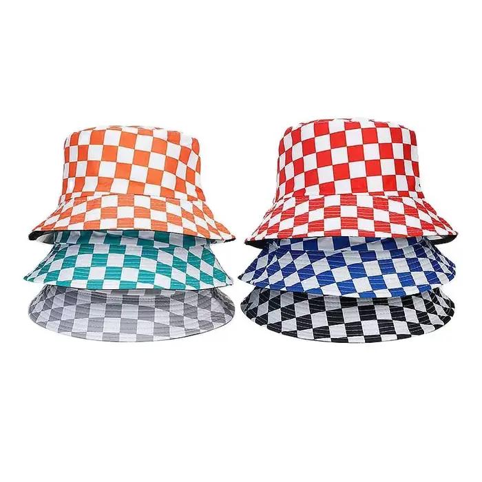 Chapeau à carreaux réversible pour hommes et femmes