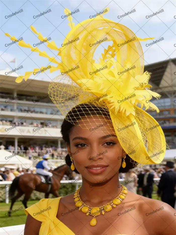 Chapeau fascinateur en maille jaune pour femmes