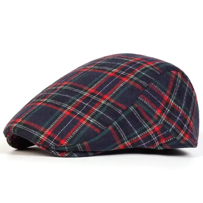 Casquettes rétro unisexes à carreaux