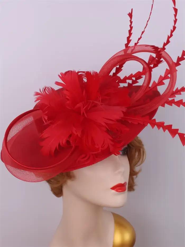 Mariée pilulier rouge Fascinator Chapeau Femme mariage