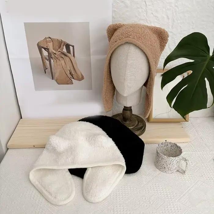 Couvre-chapeau ours en fourrure 39BD avec oreille pour activités plein air