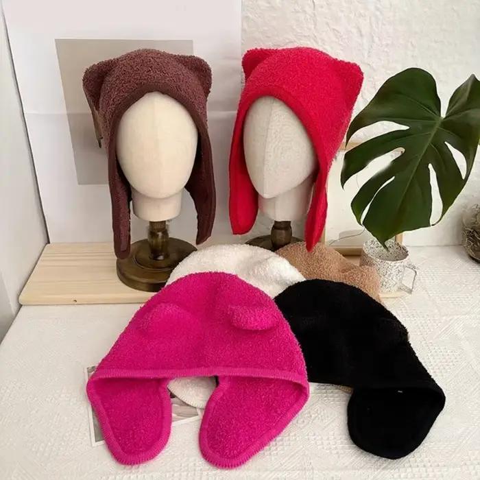 Couvre-chapeau ours en fourrure 39BD avec oreille pour activités plein air