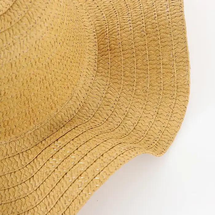 Chapeau de soleil en paille à large bord pour femme 2024
