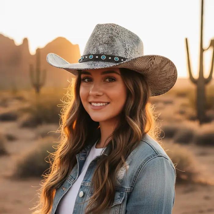 Chapeau de Cowgirl à motif serpent pour femmes et hommes