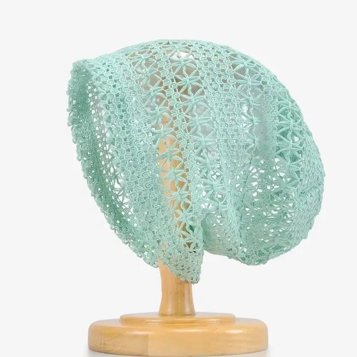 Chapeau en dentelle respirant à rayures douces en polyester pour femmes, style décontracté et tendance, multifonction, ajustement élastique, quatre saisons