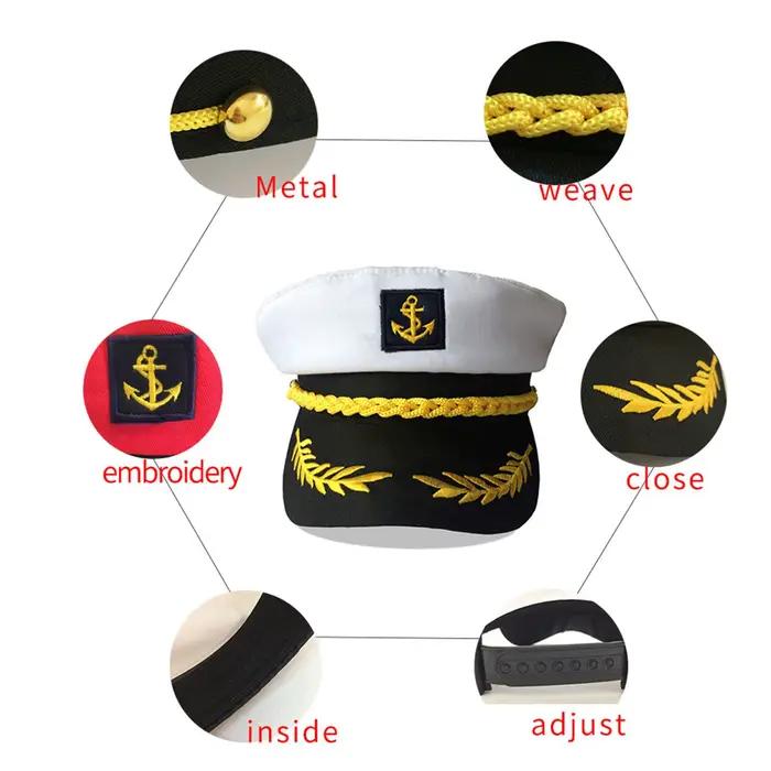 Chapeau de capitaine de marin pour adultes, chapeau de fête réglable, excellent accessoire élégant pour hommes et femmes, soirée masquée, cérémonie nautique, mariage sur la plage