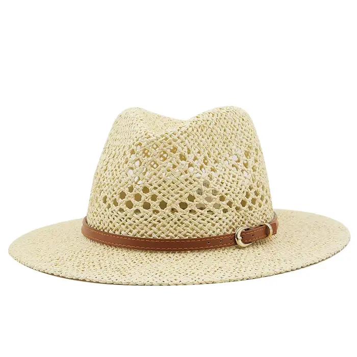 Chapeau de paille de Jazz en fibres naturelles tissées à la main