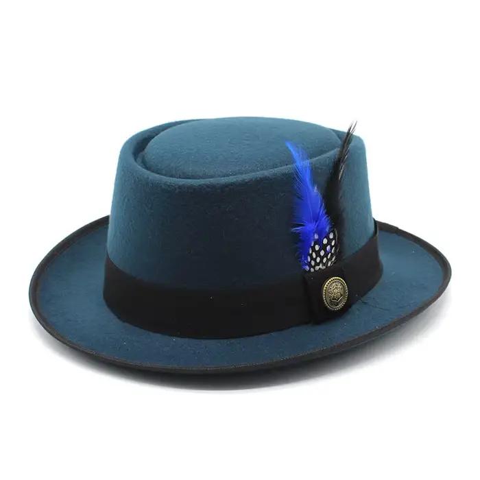 Chapeau Vintage à Large Bord en Feutre de Laine pour Homme