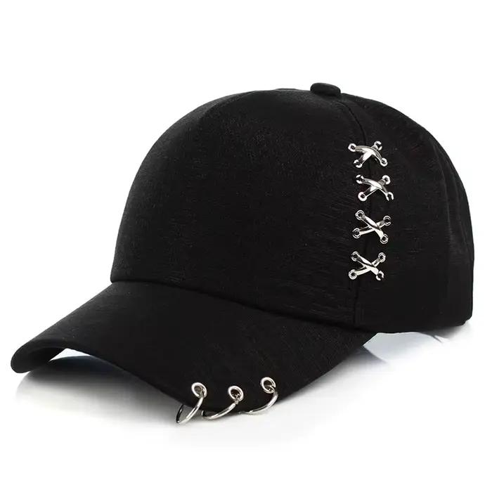 Casquette de luxe mercerisée ventilée avec anneau en métal pour homme et femme style sport protection solaire réglable quatre saisons sport