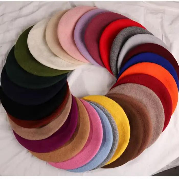 Chapeaux d'hiver pour femmes bérets casquette de peintre automne hiver chapeau femme plat artiste français béret filles Vintage chaud décontracté