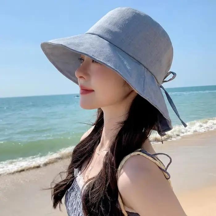Chapeau de soleil exclusif à large bord pour femme avec nœud