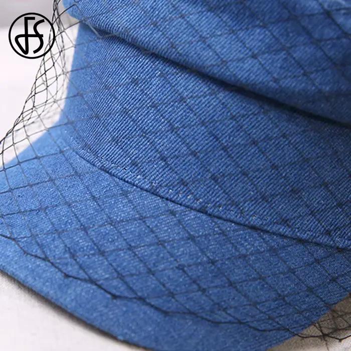 Béret en Denim bleu marine rétro britannique pour femmes