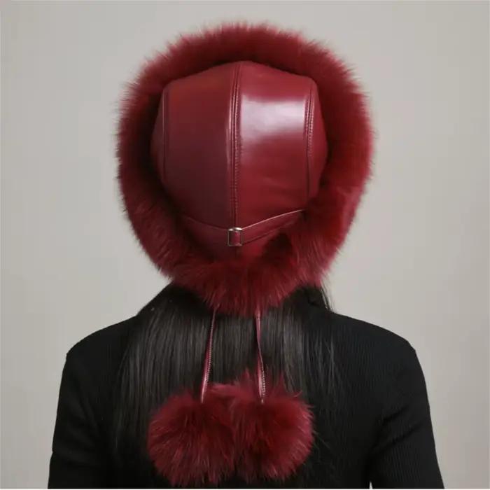 Chapeau en fourrure de renard véritable pour femmes