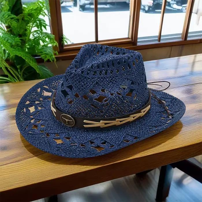 Chapeau de paille ajouré Puloru chapeaux de cowgirl casquettes de plage sportifs multifonctionnels pour homme et femme quatre saisons extérieur occasions spéciales