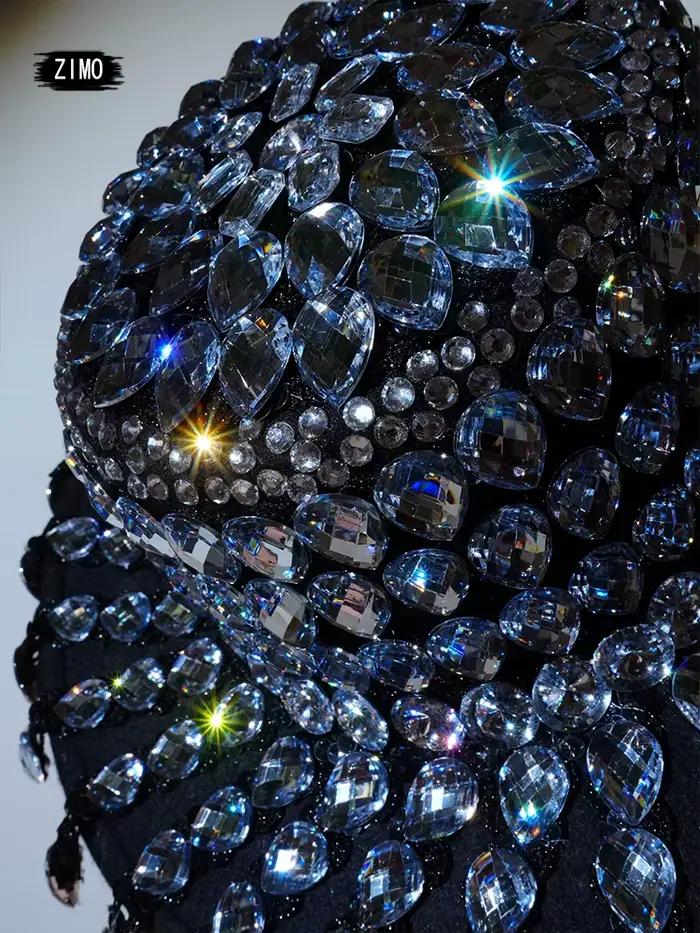 Strass nouveaux hommes Jazz noir chapeau fête scène Performance ajustement Photo Shoot porter célébration spectacle glisser reine Rave