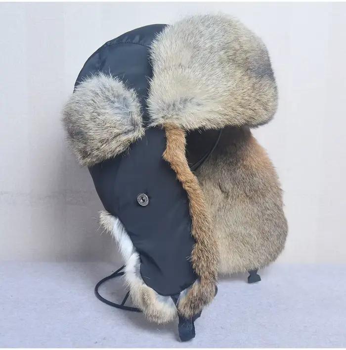 Chapeau bombardier en fourrure de lapin pour hommes et femmes
