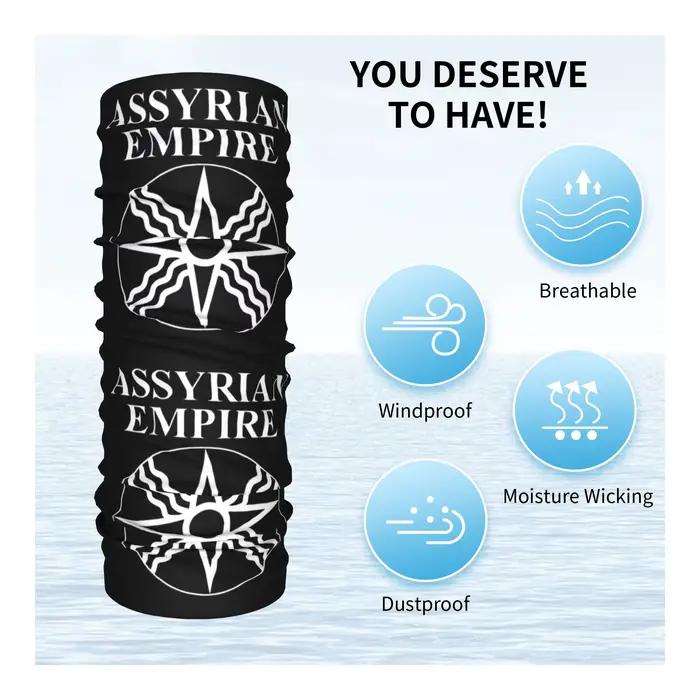 Bandana Cache-cou Masque Foulard Multifonction Bandeau Pêche Adulte Lavable - Symbole de l'Empire Assyrien Shamath le Dieu du Soleil