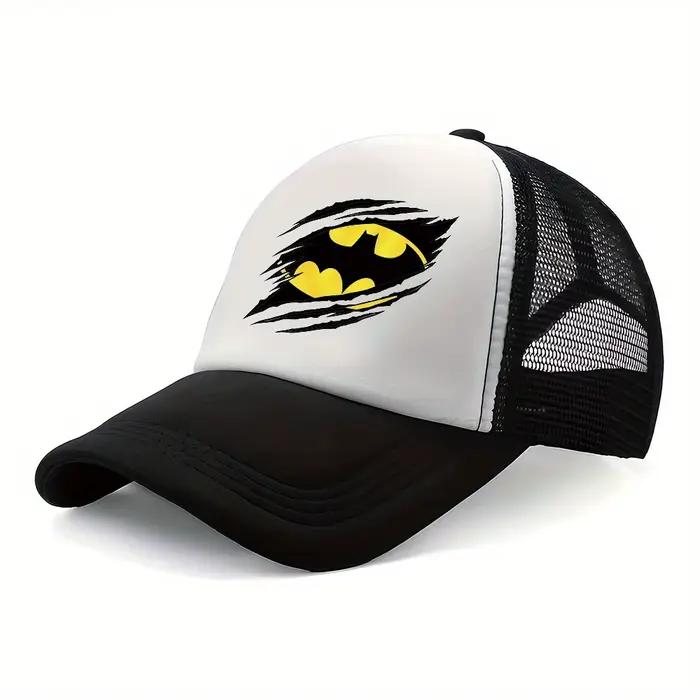 Casquette Snapback réglable avec logo WB Batman - Imprimé dessin animé rose et blanc avec symbole de chauve-souris
