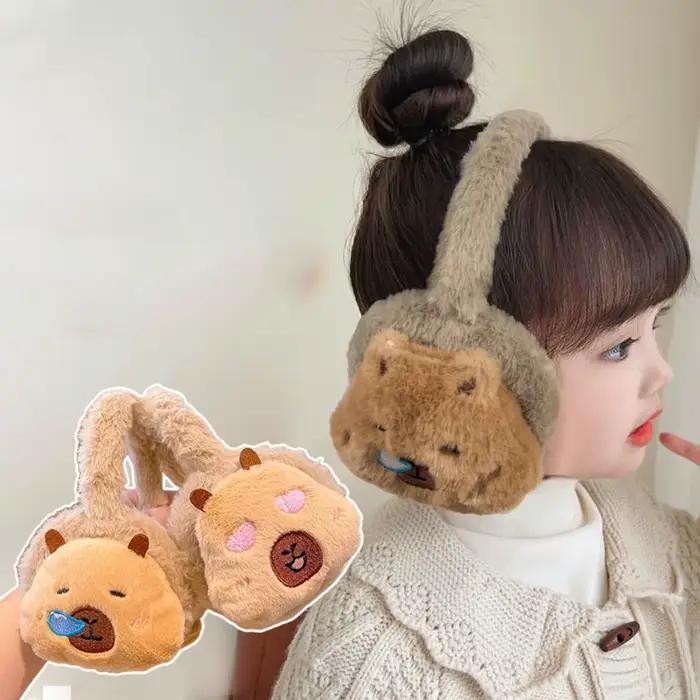 Mignon Capybara oreille chaud cache-oreilles dessin animé