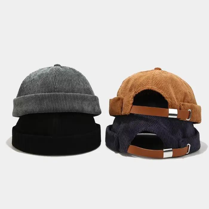 Casquette sans bords en velours côtelé pour hommes et femmes