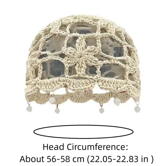 Bohemian Style Crochet Flower Knitted Hat Handmade Thin Hollowed Out Beanie Cap Korean