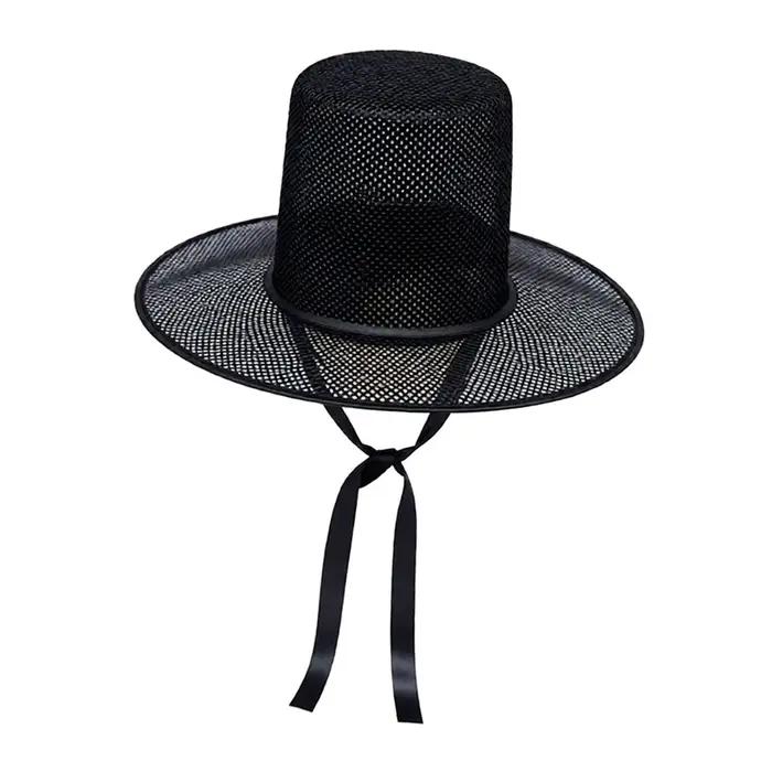 Chapeau coréen ancien avec cravate, large bord décoratif, couvre-chef léger