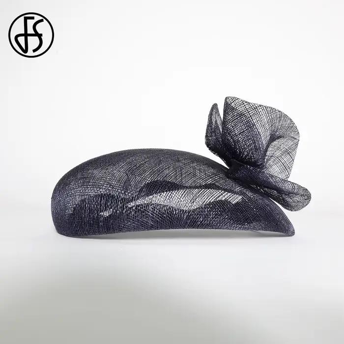 Béret Sinamay élégant bleu marine