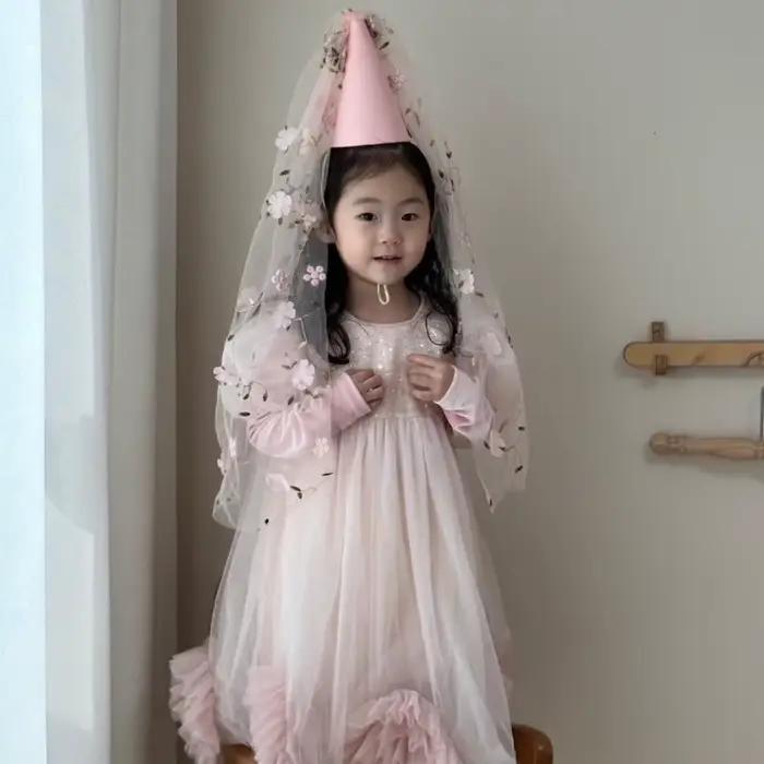 Mode gaze joyeux anniversaire chapeau maille fleur bandeau de cheveux feutre princesse