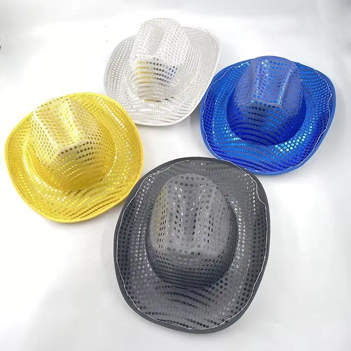 Chapeau de cowboy LED coloré et scintillant