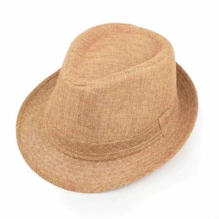Nouveau été lin Fedora Jazz chapeau Style britannique unisexe