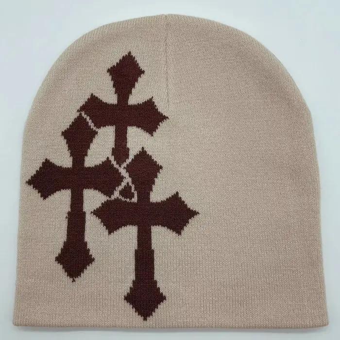 Nouveau Millennium Cross Hacquard tricoté chapeau automne hiver garder au chaud populaire Hip Hop Beanie rue mode extérieur casquette froide
