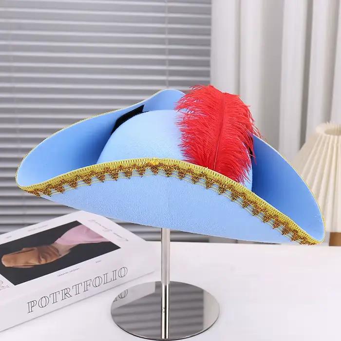 Chapeau de pirate à plumes rétro accessoire cosplay pour adultes occasions spéciales halloween carnaval