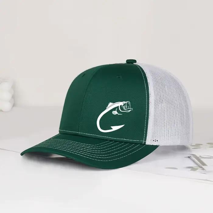 Casquette de camionneur unisexe réglable en maille avec imprimé hameçon de pêche