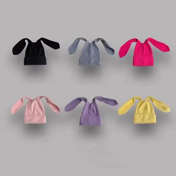 Bonnet chaud à longues oreilles de lapin pour femme