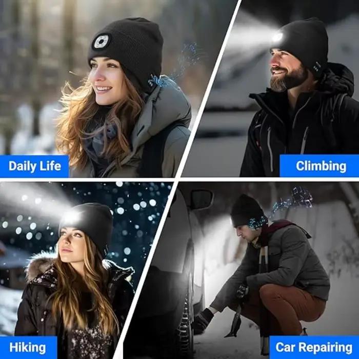 Casquette chaude avec lumière LED Bluetooth