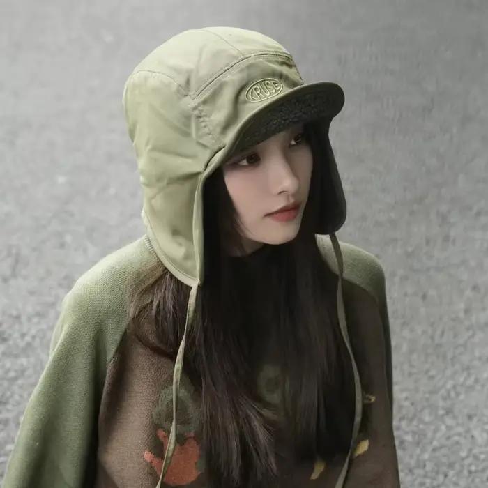 Chapeau de bombardier en velours protection oreilles résistant au froid chaud cyclisme mode Ins homme femme automne hiver