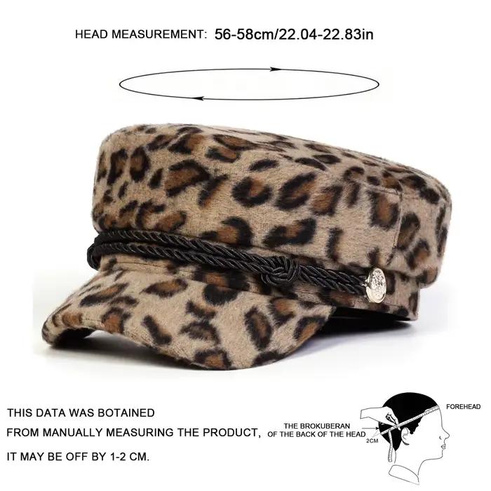 Casquette marine unisexe en peluche à imprimé léopard pour homme et femme pour l'automne et l'hiver occaions décontractées