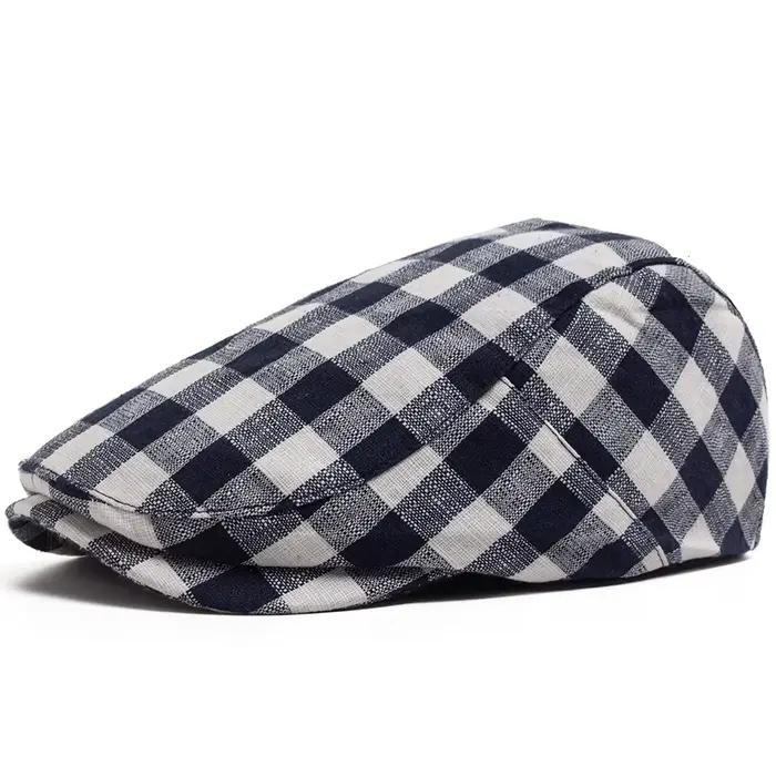 New Fashion Plaid Beret Men Women Vintage Visor Flat Cap Spring Autumn Newsboy Hat Casual Female Berets Boina Adjustable