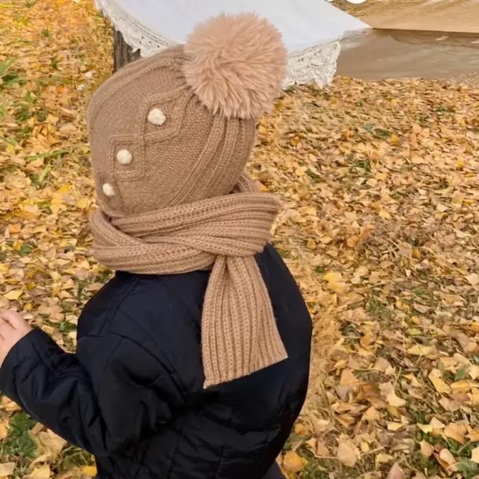 Coréen enfants écharpe chapeau ensembles automne hiver bébé chaud laine tricoté oreille Protection casquette enfant en